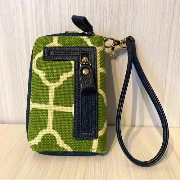 Spartina 449 Handbags - Spartina Wristlet - Green & Blue, Linen & Leather
